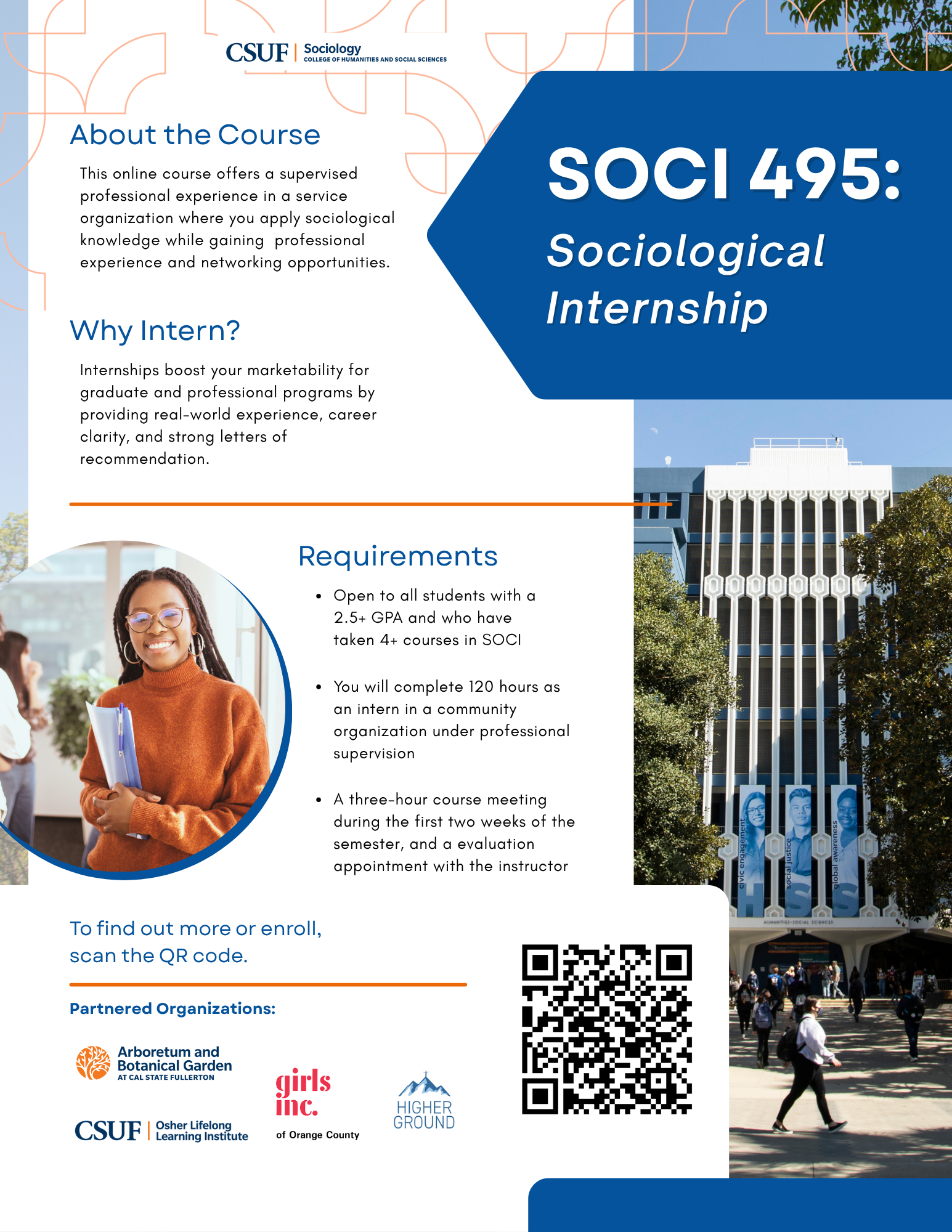This is a flyer advertising Sociology 495: Sociological Internship