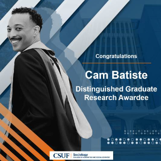 This is a graphic honoring Cam Batiste as a department awardee